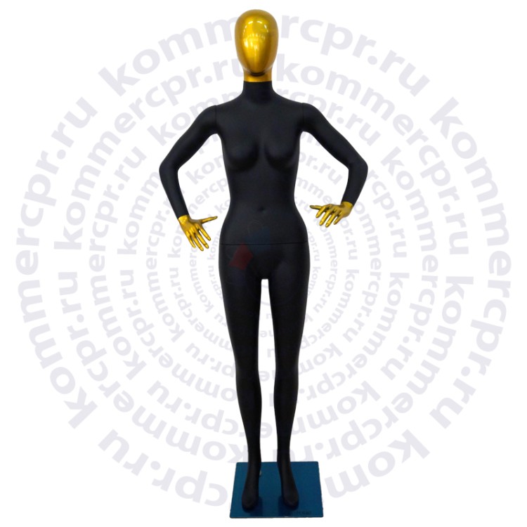 Манекен женский матовый без лица с золотыми руками и головой SS-PC010