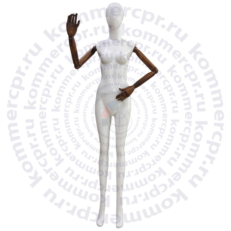 Манекен женский комбинированный без лица с деревянными шарнирными руками OWJ-309-1