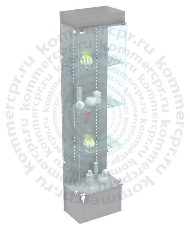 Витрина стеклянная с перфорированными стойками 2000х500х300 мм В-701