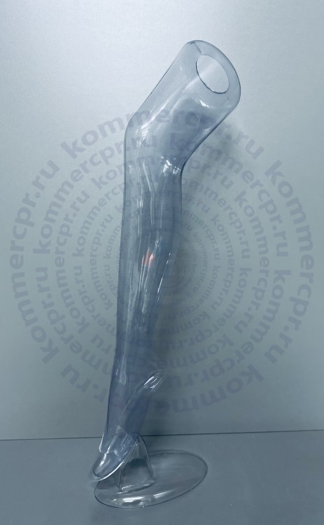 Манекен ноги женской с подставкой для чулок и колготок, пластик прозрачный H-74 см H-301